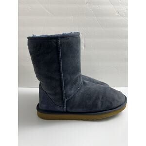 UGG Classic Boots Womens 9 Navy Blue Sheepskin Suede Boots Mid Calf Tall